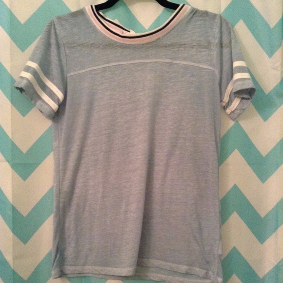Light blue with colorful striped trim top - Picture 2 of 3